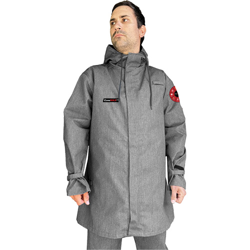 Sécurité Dival CMFR35AH5XL Manteau CoreMAX FR 35" avec capuchon attach&eacute;, 5T-Grand, Gris