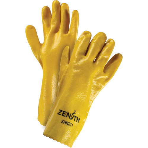 Zenith Safety Products SHN212 Rough-Finish Chemical-Resistant Gloves, Size 9, 14" L, PVC, Interlock Inner Lining, 47-mil