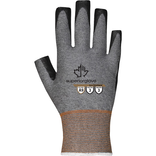 Superior Glove Works Ltd. S21TXUFNOF-9 Ultra-Thin Open-Finger Gloves, Size 9, 21 Gauge, Nitrile Coated, TenActiv Shell, ASTM ANSI Level A9