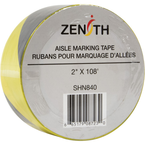 Produits de sécurité Zenith SHN840 Ruban pour marquage d'all&eacute;es, 2" x 108', PVC, Noir et jaune