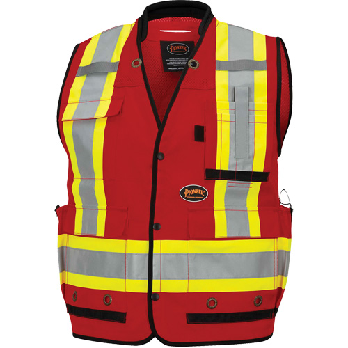Pioneer V1012010-S 6678 High-Visibility Antimicrobial Mesh-Back Surveyor Vest, Red, Small, Polyester