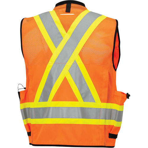 Pioneer V1012050-M 6680 Veste d'arpenteur antimicrobienne haute visibilit&eacute; avec dos en maille, Orange haute visibilit&eacute;, Moyen, Polyester