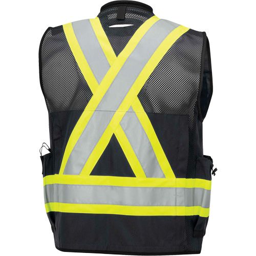 Pioneer V1012070-S 6679 High-Visibility Antimicrobial Mesh-Back Surveyor Vest, Black, Small, Polyester