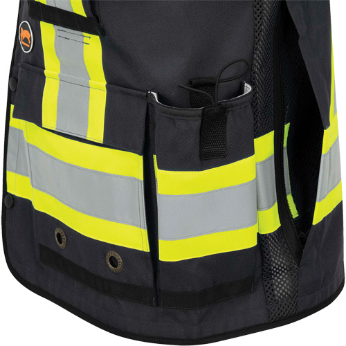 Pioneer V1012070-S 6679 High-Visibility Antimicrobial Mesh-Back Surveyor Vest, Black, Small, Polyester