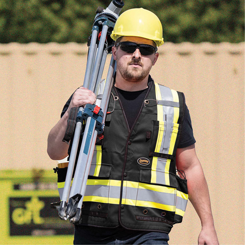 Pioneer V1012070-S 6679 High-Visibility Antimicrobial Mesh-Back Surveyor Vest, Black, Small, Polyester