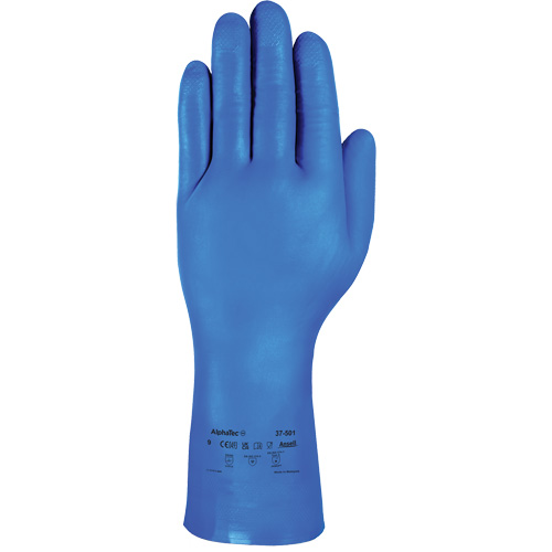 Ansell 37501080 Gants r&eacute;sistants aux produits chimiques bleus pour usage moyen AlphaTec 37-501, Taille 8, 13" lo, Nitrile, 16,5-mil