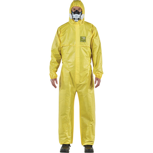 Ansell YY23-B-92-111-04 AlphaTec&reg; 2300 STANDARD Bound Model 147 Coveralls, Large, Yellow, Polyethylene Laminate/Polypropylene