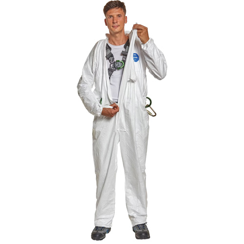 Dupont Personal Protection TY178SWHLG0025HP Harness-Compatible Disposable Coverall, Large, White, Tyvek&reg; 500