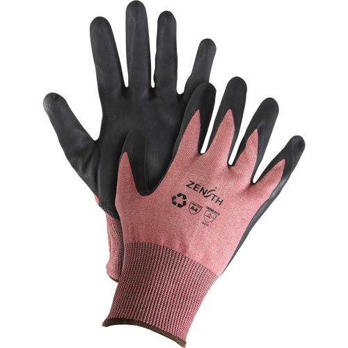 Zenith Safety Products SHO167 Eco-Friendly Lightweight High-Dexterity Cut-Resistant Gloves, Size 10, 18 Gauge, Foam Nitrile Coated, Stainless Steel/HPPE/RPET Shell, ASTM ANSI Level A4