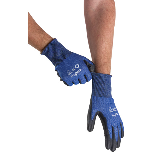 Zenith Safety Products SHO171 Eco-Friendly Stretch Cut-Resistant Gloves, Size 9, 18 Gauge, Polyurethane Coated, Stainless Steel/HPPE/RPET Shell, ASTM ANSI Level A5