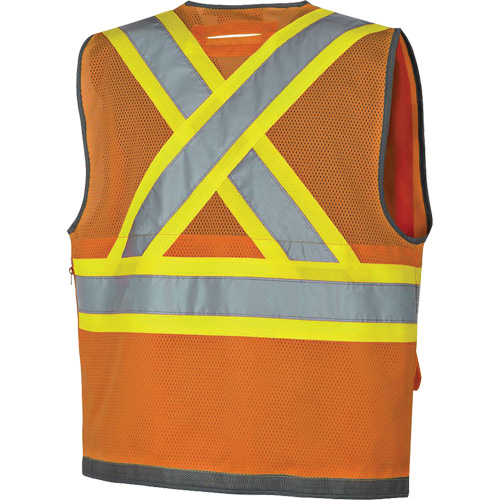 Pioneer V1010250-S Pioneer Mesh Back Zip Front Surveyor Safety Vest, High Visibility Orange, Small, Polyester
