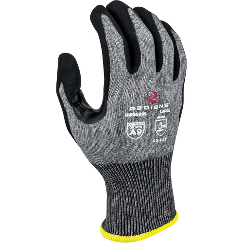 Radians RWG589M RWG589 Cut Protection Coated Gloves, Size Medium, 18 Gauge, Foam Nitrile Coated, HPPE Shell, ASTM ANSI Level A9/EN 388 Level F