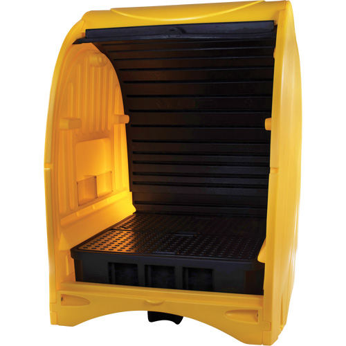 Zenith Safety Products SHO253 4-Drum Hard Cover Spill Pallet, 68.11" L x 61.61" W x 83.07" H, 1433 lbs. Load Capacity