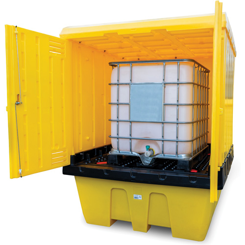Zenith Safety Products SHO254 Hard Cover IBC Spill Pallet, 70" L x 70" W x 90" H, 1135 lbs. Load Capacity