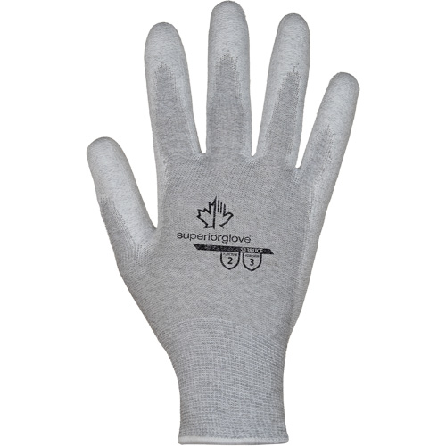 Superior Glove Works Ltd. S13PUCF-10 Gants blancs KnitActiv dissipatifs &eacute;lectrostatiques et peu pelucheux, 10, R&ecirc;vetement Polyur&eacute;thane, Calibre 13, Enveloppe en Coton/Nylon