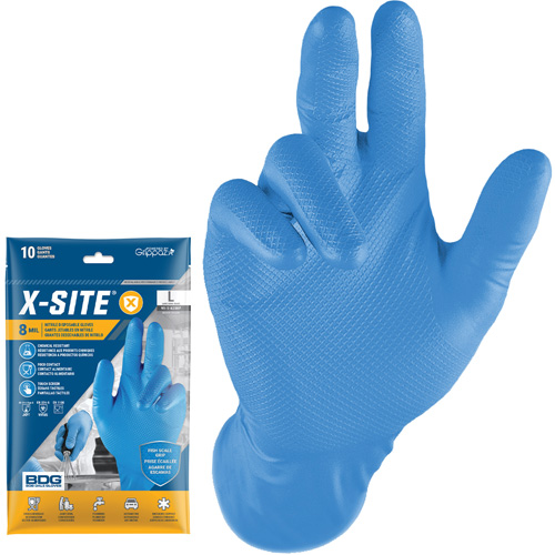 Bob Dale Gloves 99-1-6200P-M Gants jetables Grippaz, Moyen, Nitrile, 8 mils, Sans poudre, Bleu