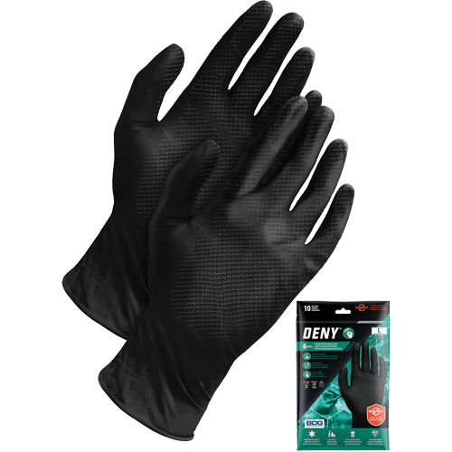 Bob Dale Gloves 99-1-6800P-X2L Deny&reg; Disposable Gloves, 2X-Large, Nitrile, 6-mil, Powder-Free, Black