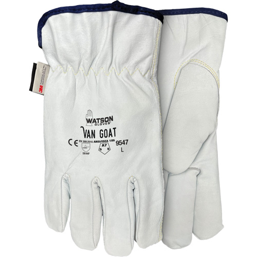 Watson Gloves 9547-M 9547 Van Goat Cut Protection Gloves, Medium, Grain Goatskin Palm, Thinsulate/Steel/Polyester/Para-Aramid Inner Lining