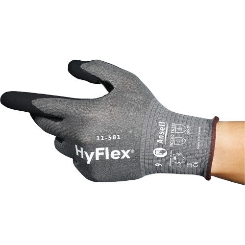 Ansell 11581060 HyFlex&reg; 11-581 Ultra-Lightweight Industrial Gloves, Size 6, 21 Gauge, Nitrile Coated, Nylon/HPPE/Tungsten/Spandex Shell, ASTM ANSI Level A6
