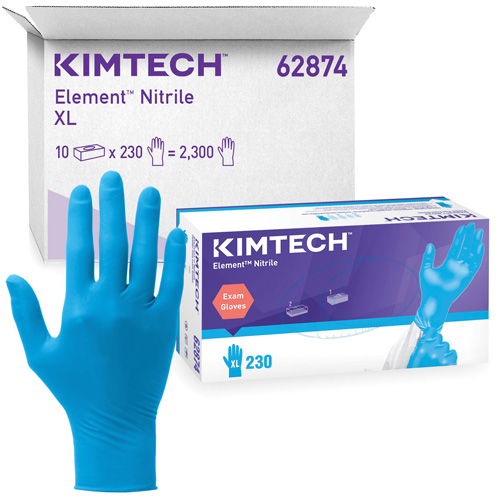 Ansell 62870 Kimtech Element Exam Gloves, X-Small, Nitrile, 3.2-mil, Powder-Free, Blue, Class 2