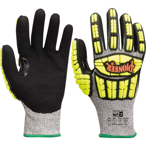 Pioneer V5012140-2XL Cut and Impact-Resistant Gloves, 2X-Large, Synthetic Palm, Knit Wrist Cuff