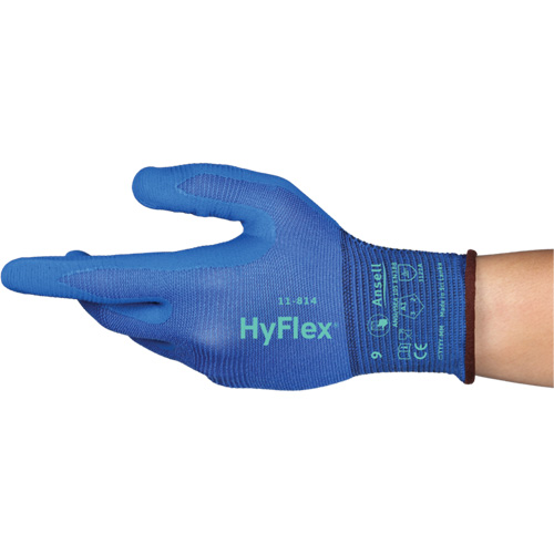 Ansell 11814100 Gants Hyflex 11-814, Taille T-Grand/10, Calibre 18, Rev&ecirc;tement Mousse de nitrile, Enveloppe en Nylon/Spandex, ASTM ANSI niveau A1/EN 388 niveau 1/EN 388 niveau A