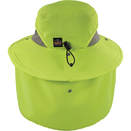 Ergodyne 12710 Chill-Its 8934 Ranger Hat with Neck Shade, Small/Medium, Hi-Vis Lime