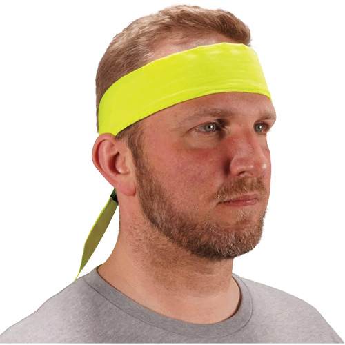 Ergodyne 12397 Chill-Its 6702 Cooling Headband with Embedded Polymers & Tie Closure, High Visibilty Lime-Yellow