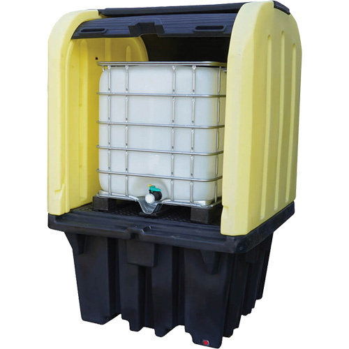 Enpac 4070-YE Yellow Roll Top Hardcover Spill Pallet, 65" L x 65" W x 101" H, 5000 lbs. Load Capacity