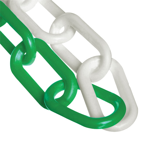 Mr. Chain 50033-500 Bicolour Plastic Barrier Chain, Green/White, 2" Link, 500' Length