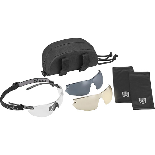 Bollé Safety COMBKITN Combat Safety Glasses Kit, Clear/Smoke/Copper Lens, Anti-Fog/Anti-Scratch, ANSI Z87+