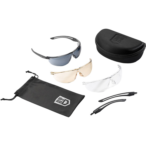 Bollé Safety PTSGUNKM04 Gunfire 2.0 Ballistic Protection Safety Glasses Kit, Clear/Smoke/Copper Lens, Anti-Fog/Anti-Scratch, ANSI Z87+