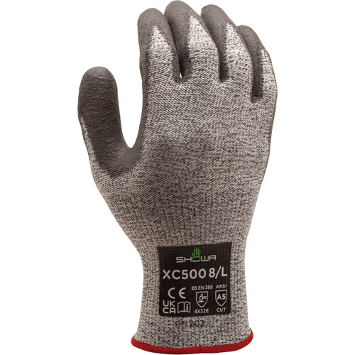 Showa XC500XXL-10 S-TEX XC500 Cut-Resistant Gloves, Size 2X-Large/10, 13 Gauge, Polyurethane Coated, Polyester/Stainless Steel/HPPE Shell, ASTM ANSI Level A5/EN 388 Level E