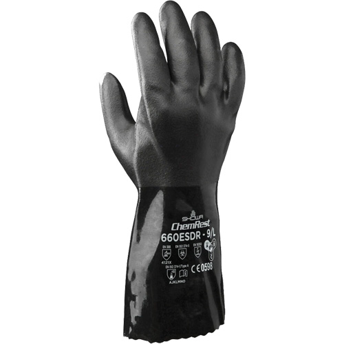 Showa 660ESDL-09 660 ESDR Anti-Static Safety Gloves, Size Large/9, 12" L, Cotton