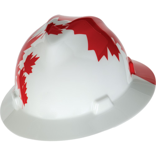 MSA 10082234 Casque de protection V-Gard &agrave; fentes s&eacute;rie Canadian Freedom, Suspension Rochet, Non ventil&eacute;