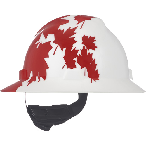 MSA 10082234 Casque de protection V-Gard &agrave; fentes s&eacute;rie Canadian Freedom, Suspension Rochet, Non ventil&eacute;