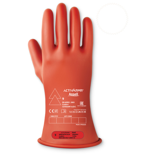 Ansell RIG011R105 Gants isolants pour travaux &eacute;lectriques ActivArmr de classe 0, 10,5, 11" lo, Niveau 1, ASTM D120/ATSM F2675:2021/IEC 614821-2:2014