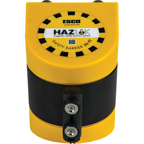 Esco 50185 Syst&egrave;me de barri&egrave;re de s&eacute;curit&eacute; HAZLOK, Plastique, Fixation magn&eacute;tique, 30', Ruban Noir et jaune