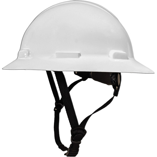 Dentec 14LIDCSFR1-WHT Casque de s&eacute;curit&eacute; &agrave; bordure compl&egrave;te LIDGUARD avec mentonni&egrave;re, R&eacute;pond aux normes CSA type 1, Suspension Rochet, Ventil&eacute;