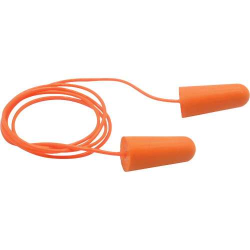 Dentec 76005EPC Bouchons d'oreilles coniques jetables en mousse de PU orange SEALTEC33, Avec cordon, Vrac - Boîte, 33 dB NRR, Taille unique