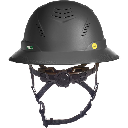 MSA 10250606 V-Gard H2&reg; Full Brim Safety Helmet with Mips&reg; Safety System, Ratchet Suspension, Vented