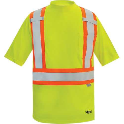Viking 6008G-M T-shirt de s&eacute;curit&eacute; doubl&eacute; de bambou Viking, Polyester, Moyen, Jaune lime haute visibilit&eacute;