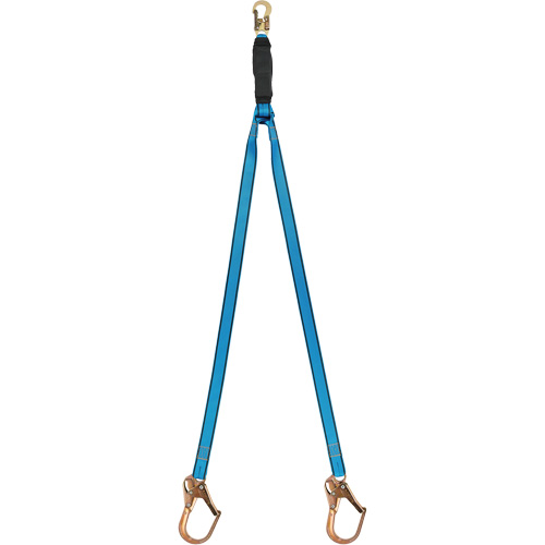 Tractel C026H/L Phoenix Shock-Absorbing Lanyard, 1.8 m/6', Locking Snap Hook Center, Locking Snap Hook Leg Ends, Polyester