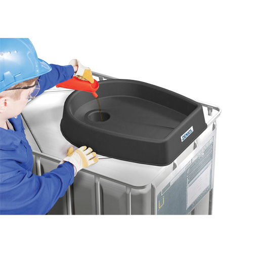 Denios K22-0163 Medium 7.9 Gal. Grey Chemically-Resistant Polyethylene IBC Funnel