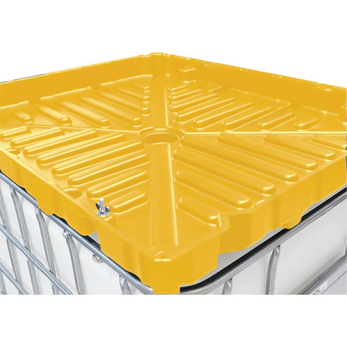 Denios K22-0184 Full Size 30 Gal. Yellow Chemically-Resistant Polyethylene IBC Funnel