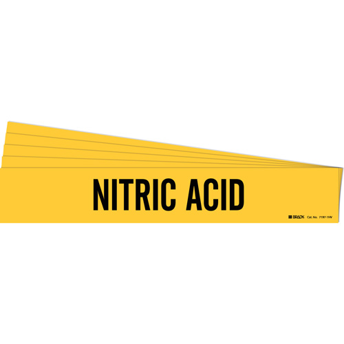 Brady 7197-1HV-PK "Nitric Acid" Pipe Marker, Self-Adhesive, 4" H x 24" W, Black on Yellow