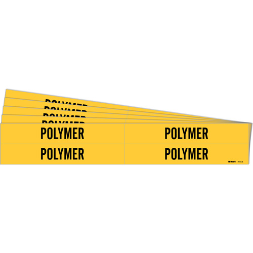 Brady 7215-4-PK Marqueur de tuyau Polymer, Autocollant, 1-1/8" h x 7" la, Noir sur jaune