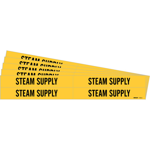 Brady 7272-4-PK "Steam Supply" Pipe Markers, Self-Adhesive, 1-1/8" H x 7" W, Black on Yellow