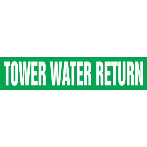 Accuform NMC RPK707SSD Marqueurs de tuyau "Tower Water Return", Autocollant, 2-1/2" h x 12" la, Blanc/vert