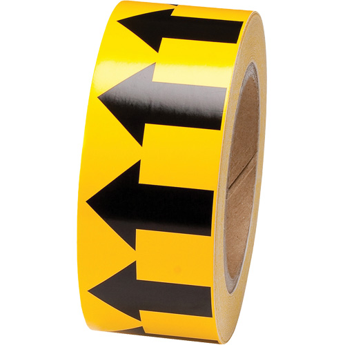 Brady 91420 Directional Arrow Pipe Marker Tape, 90', Black on Yellow